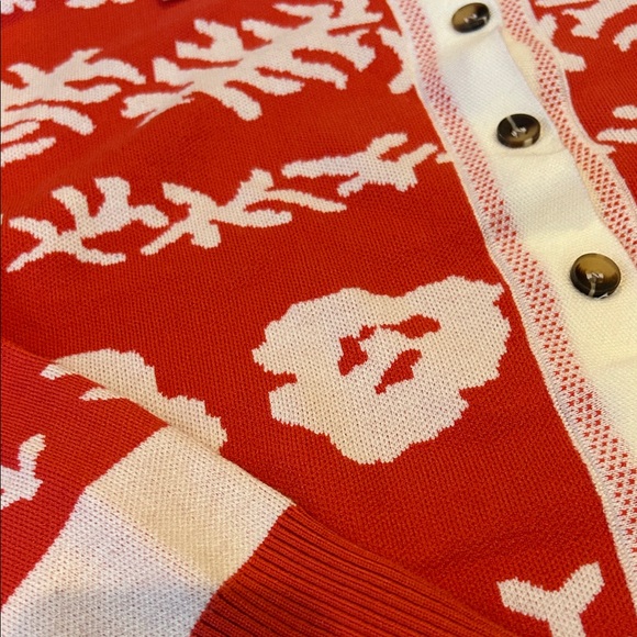 Floral Orange-Red Women's Sweater - Picture 3 of 9